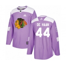Men's Chicago Blackhawks #44 Calvin De Haan Authentic Purple Fights Cancer Practice Hockey Jersey