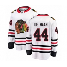 Men's Chicago Blackhawks #44 Calvin De Haan Authentic White Away Fanatics Branded Breakaway Hockey Jersey