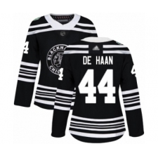Women's Chicago Blackhawks #44 Calvin De Haan Authentic Black 2019 Winter Classic Hockey Jersey