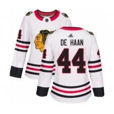 Women's Chicago Blackhawks #44 Calvin De Haan Authentic White Away Hockey Jersey