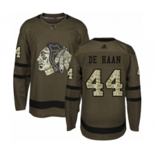 Youth Chicago Blackhawks #44 Calvin De Haan Authentic Green Salute to Service Hockey Jersey