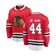 Youth Chicago Blackhawks #44 Calvin De Haan Authentic Red Home Fanatics Branded Breakaway Hockey Jersey