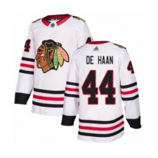 Youth Chicago Blackhawks #44 Calvin De Haan Authentic White Away Hockey Jersey