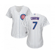 Women's Chicago Cubs #7 Victor Caratini Authentic White Home Cool Base Baseball Player Jersey