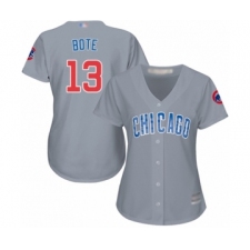Women's Chicago Cubs #13 David Bote Authentic Grey Road Cool Base Baseball Player Jersey