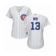 Women's Chicago Cubs #13 David Bote Authentic White Home Cool Base Baseball Player Jersey