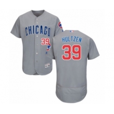 Men's Chicago Cubs #39 Danny Hultzen Grey Road Flex Base Authentic Collection Baseball Player Jersey