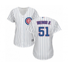 Women's Chicago Cubs #51 Duane Underwood Jr. Authentic White Home Cool Base Baseball Player Jersey