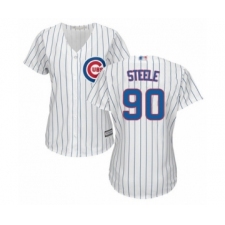 Women's Chicago Cubs #90 Justin Steele Authentic White Home Cool Base Baseball Player Jersey