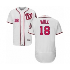 Men's Washington Nationals #18 Jake Noll White Home Flex Base Authentic Collection Baseball Player Jersey
