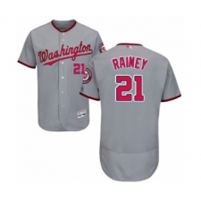 Men's Washington Nationals #21 Tanner Rainey Grey Road Flex Base Authentic Collection Baseball Player Jersey