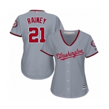 Women's Washington Nationals #21 Tanner Rainey Authentic Grey Road Cool Base Baseball Player Jersey