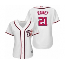Women's Washington Nationals #21 Tanner Rainey Authentic White Home Cool Base Baseball Player Jersey