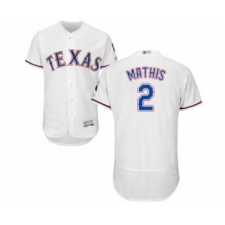 Men's Texas Rangers #2 Jeff Mathis White Home Flex Base Authentic Collection Baseball Player Jersey