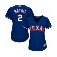 Women's Texas Rangers #2 Jeff Mathis Authentic Royal Blue Alternate 2 Cool Base Baseball Player Jersey