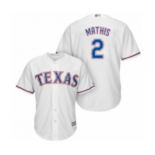Youth Texas Rangers #2 Jeff Mathis Authentic White Home Cool Base Baseball Player Jersey