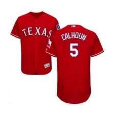Men's Texas Rangers #5 Willie Calhoun Red Alternate Flex Base Authentic Collection Baseball Player Jersey
