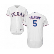 Men's Texas Rangers #5 Willie Calhoun White Home Flex Base Authentic Collection Baseball Player Jersey