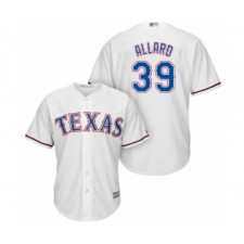 Youth Texas Rangers #39 Kolby Allard Authentic White Home Cool Base Baseball Player Jersey