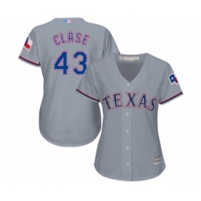 Women's Texas Rangers #43 Emmanuel Clase Authentic Grey Road Cool Base Baseball Player Jersey
