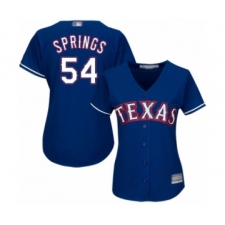 Women's Texas Rangers #54 Jeffrey Springs Authentic Royal Blue Alternate 2 Cool Base Baseball Player Jersey