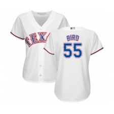 Women's Texas Rangers #55 Kyle Bird Authentic White Home Cool Base Baseball Player Jersey