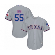 Youth Texas Rangers #55 Kyle Bird Authentic Grey Road Cool Base Baseball Player Jersey