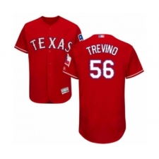 Men's Texas Rangers #56 Jose Trevino Red Alternate Flex Base Authentic Collection Baseball Player Jersey