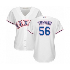 Women's Texas Rangers #56 Jose Trevino Authentic White Home Cool Base Baseball Player Jersey