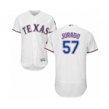 Men's Texas Rangers #57 Ariel Jurado White Home Flex Base Authentic Collection Baseball Player Jersey