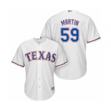 Youth Texas Rangers #59 Brett Martin Authentic White Home Cool Base Baseball Player Jersey