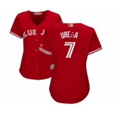 Women's Toronto Blue Jays #7 Richard Urena Authentic Scarlet Alternate Baseball Player Jersey