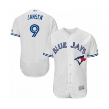 Men's Toronto Blue Jays #9 Danny Jansen White Home Flex Base Authentic Collection Baseball Player Jersey