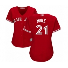 Women's Toronto Blue Jays #21 Luke Maile Authentic Scarlet Alternate Baseball Player Jersey