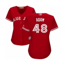 Women's Toronto Blue Jays #48 Jason Adam Authentic Scarlet Alternate Baseball Player Jersey