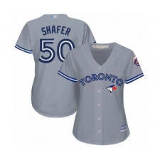 Women's Toronto Blue Jays #50 Justin Shafer Authentic Grey Road Baseball Player Jersey
