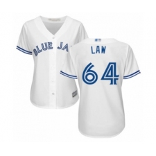 Women's Toronto Blue Jays #64 Derek Law Authentic White Home Baseball Player Jersey