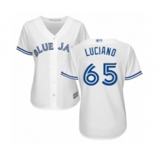 Women's Toronto Blue Jays #65 Elvis Luciano Authentic White Home Baseball Player Jersey