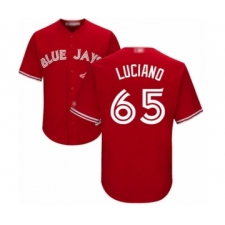 Youth Toronto Blue Jays #65 Elvis Luciano Authentic Scarlet Alternate Baseball Player Jersey