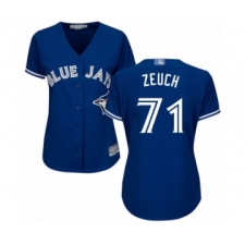 Women's Toronto Blue Jays #71 T.J. Zeuch Authentic Blue Alternate Baseball Player Jersey