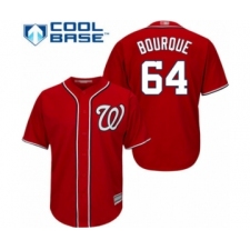 Youth Washington Nationals #64 James Bourque Authentic Red Alternate 1 Cool Base Baseball Player Jersey