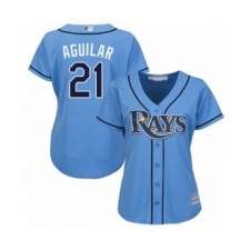 Women's Tampa Bay Rays #21 Jesus Aguilar Authentic Light Blue Alternate 2 Cool Base Baseball Player Jersey