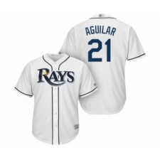 Youth Tampa Bay Rays #21 Jesus Aguilar Authentic White Home Cool Base Baseball Player Jersey