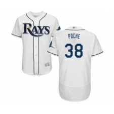 Men's Tampa Bay Rays #38 Colin Poche Home White Home Flex Base Authentic Collection Baseball Player Jersey