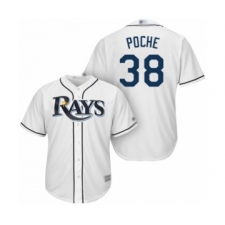Youth Tampa Bay Rays #38 Colin Poche Authentic White Home Cool Base Baseball Player Jersey