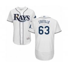 Men's Tampa Bay Rays #63 Diego Castillo Home White Home Flex Base Authentic Collection Baseball Player Jersey