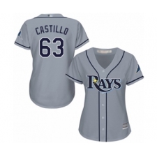 Women's Tampa Bay Rays #63 Diego Castillo Authentic Grey Road Cool Base Baseball Player Jersey