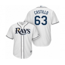 Youth Tampa Bay Rays #63 Diego Castillo Authentic White Home Cool Base Baseball Player Jersey