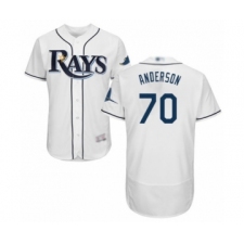 Men's Tampa Bay Rays #70 Nick Anderson Home White Home Flex Base Authentic Collection Baseball Player Jersey