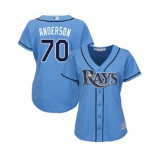 Women's Tampa Bay Rays #70 Nick Anderson Authentic Light Blue Alternate 2 Cool Base Baseball Player Jersey